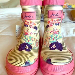 New With Tags Girls Pink Joules Rain Boots Size 6